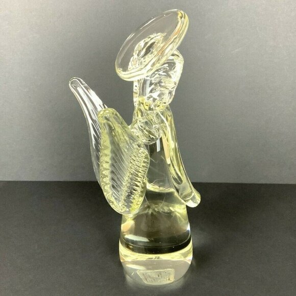 Clear Art Glass Angel Figurine Tall Halo Detailed Wings Religious Spiritual - Picture 5 of 7
